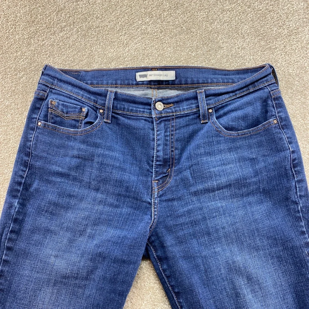 Levis 505 Straight Leg Jeans Womens‎ 14 Medium Wash Blue Denim Flap Pocket